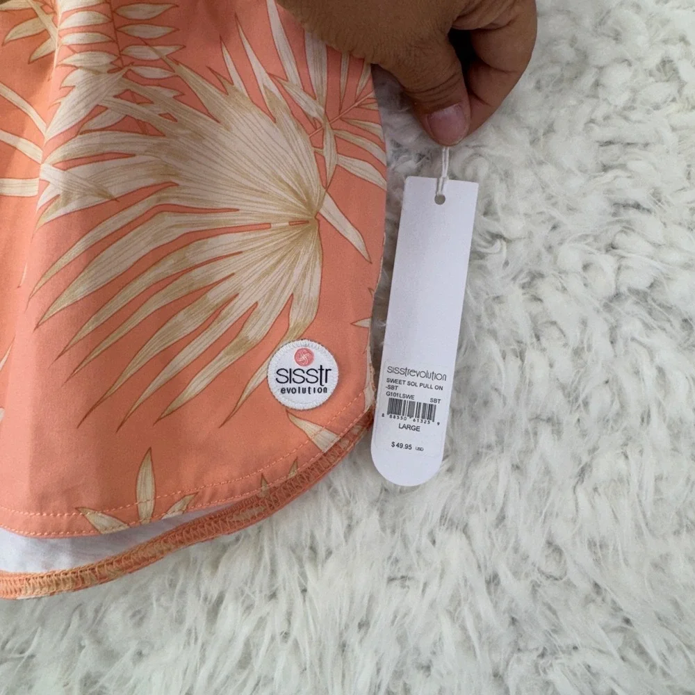 Sisstrevolution Sweet Sol Pull On Board Shorts Large Peach Tropical Beachy‎ Surf